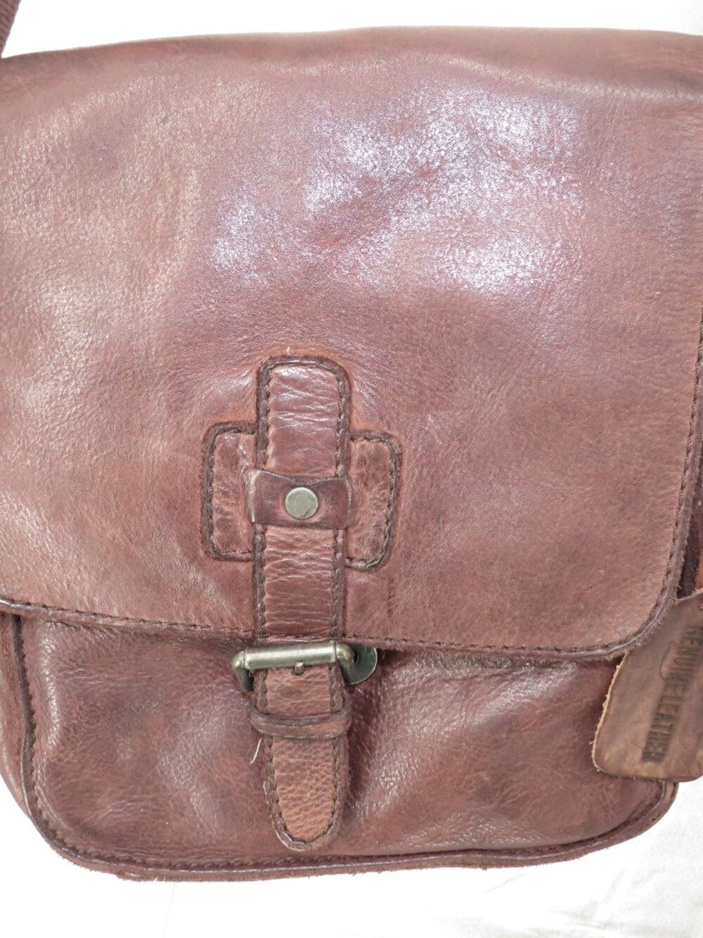 Brown Leather Crossbody Bag Small Messenger Purse Flap Pocket Medium One Size